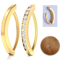 Anneau de nombril en titane ASTM F136 14G avec zircon CZ, piercing labret pour lèvre, bijoux de corps tendance pour femmes et hommes