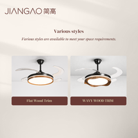 Ventilateur de plafond intelligent LED moderne en noyer 2026, 42 pouces, moteur DC, 6 vitesses, économe en énergie, intensité variable, éclairage de lustre élégant