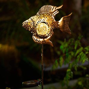 Solar Metal Fish Garden <b>Light</b> <b>LED</b> Water Resistant Free Standing Outdoor Decor - Product Image 2
