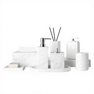 SAIDKOCC Juego de Accesorios de Baño de Lujo, 35 Estilos Combinables, Mármol Natural Jazz Blanco, Forma Personalizada, Fácil Instalación - Product Image 4