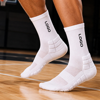 Chaussettes de sport mi-mollet respirantes en coton anti-odeur avec logo personnalisé, conception OEM, chaussettes de basketball pour hommes