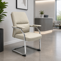Chaise de bureau ergonomique de conception contemporaine avec accoudoirs réglables, base cantilever en acier et roulettes