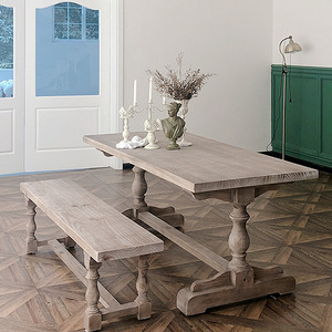 Tavolo da Pranzo Commerciale Rettangolare <span class=keywords><strong>in</strong></span> <span class=keywords><strong>Legno</strong></span> Massello Stile Retrò Americano Country, Finitura Anticata Silenziosa, per Ristorante - Product Image 4