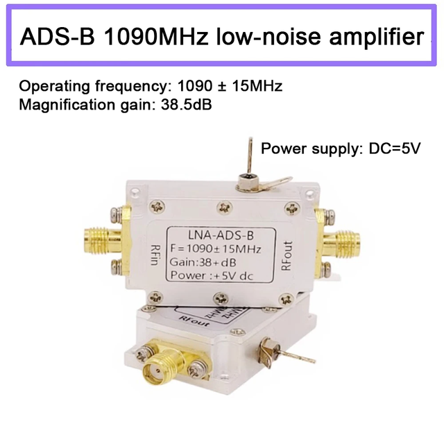 1090MHz Bandpass RF Module RF Amplifier Gain Amplifier 5V type-c Power Supply LNA ADS-B
