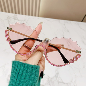 <span class=keywords><strong>Gafas</strong></span> de Sol con Diseño de Diamantes y Cristales Brillantes para Mujer, Estilo Ojo de <span class=keywords><strong>Gato</strong></span>, Protección UV400, Media Montura - Product Image 6