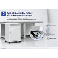 Banc de laboratoire modulaire sur mesure en acier, résistant aux produits chimiques, avec plateau en résine époxy, pour laboratoire de chimie scolaire.