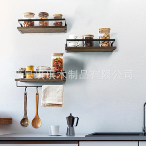 Wall Mounted Wooden <b>Shelf</b> With Towel Bar For Bathroom Storage Rack Durable Iron And Wood Design - Product Image 3