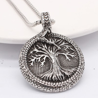 Collier pendentif MECYLIFE en acier inoxydable, motif tête de serpent, rune viking nordique, arbre de vie, Ouroboros, serpent, Yggdrasil, bijoux