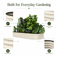Kits de jardinières surélevées 17 pouces de hauteur 8 pieds x 2 pieds en métal avec revêtement PE, design minimaliste, pour légumes, fleurs, vert olive
