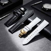 Bracelet de montre en cuir véritable de luxe 12-24 mm, grain litchi, bracelet de remplacement en cuir avec fermoir papillon en acier inoxydable