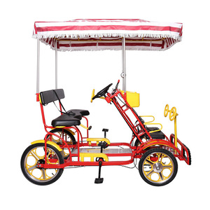 7-Speed Tandem Roadster <strong>Bike</strong> with <strong>4</strong> Children Single Speed Cargo Family Quadricycle for Touristic Rides Four-<strong>Wheel</strong> <strong>Bike</strong> - Product Image 2