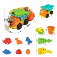Ensemble de camions de plage pour enfants avec dinosaures, 11 pièces, jouets de sable d'été pour l'extérieur, kit avec chariot, seau, arrosoir et moules pour les jeux de plage des enfants