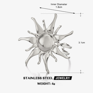 Fashion Sunflower Women's Stainless Steel <b>Open</b> Adjustable <b>Ring</b> 18K Gold Trendy, Personalized, Exaggerated Hip-Hop <b>Ring</b> - Product Image 4
