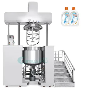 300L 500L Cosmetic Cream Vacuum Emulsifying Mixing Machine Hydraulic Lifting Type Mayonnaise Ointment Vacuum Homogenizing Mixer