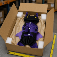MEIQIPETBABY Costume de chien mignon en forme de chauve-souris pour l'hiver et Halloween, combinaison à capuche avec ailes en feutre, polaire violette pour petits chiens et chats