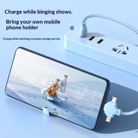 Kabel Pengisi Daya Cepat 3-in-1 Macaron Bracket Storage 120W 6A dengan Konduktor Tembaga Murni untuk Konektor Data /Android Type-C USB-A