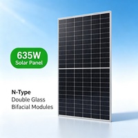 Panel Solar Monocristalino Tipo N de Doble Vidrio con Celdas Bifaciales de 635W, 23.51% de Eficiencia