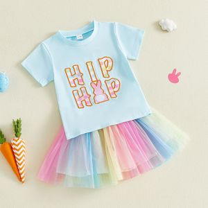 Conjunto de Ropa Boutique de Pascua 2026 para Niñas Pequeñas, Camiseta de Conejito Estilo Hip Hop, Falda Tutú Pastel, Conjunto de 2 Piezas para Bebés - Product Image 6