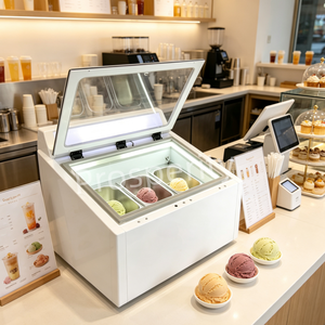 Vetrina Refrigerata per Gelati da Banco a Temperatura Singola con Raffreddamento ad Aria, Unità Congelante Portatile Integrata - Product Image 3