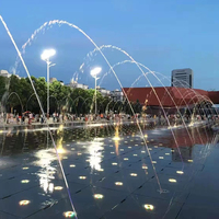 Fuente Interactiva Comercial para Exteriores con Luces Láser RGB, Construcción de Acero Inoxidable, Resistente al Agua IP68