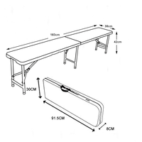 Vente en gros Offre Spéciale 6FT commercial restaurant jardin mariage camping utiliser plastique pliant en deux banc