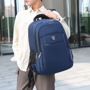 Laptop <b>Backpack</b> For Men <b>Large</b> <b>Capacity</b> Business Travel Solid Color With Laptop Compartment Shoulder Straps - Product Image 2