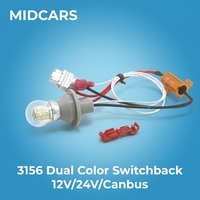 Bombilla LED T25 Midcars 3157 3156 Switchback 3W Canbus 12-24V Xenón Blanco DRL Ámbar Señal de Giro Antiparpadeo para Coche Camión