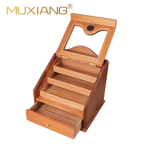 Muxiang Cedar Wood Cigar Humidor With Hygrometer And Drawer Classic Design For Storage - Product Image 2