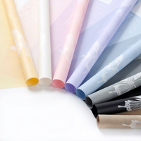 Kertas Pembungkus Bunga Motif Kupu-kupu Jelly Film Semi Transparan Frosted Tahan Air Grosir