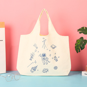 Women's Custom Printed Logo Canvas Tote Bag Cotton Shoulder Shopping Backpack with Custom Printed Logo Promotional Product