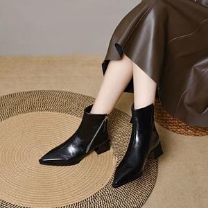 <span class=keywords><strong>Botines</strong></span> Chelsea <span class=keywords><strong>para</strong></span> <span class=keywords><strong>Mujer</strong></span>, Estilo 2026, Impermeables, Cómodos, Punta Redonda, Tacón Bajo, Ajustados, con Cremallera Lateral, <span class=keywords><strong>para</strong></span> Invierno - Product Image 5