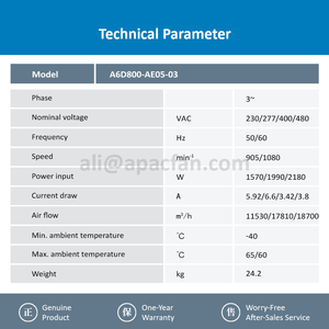 Ventilateur axial à rotor externe ebmpapst A6D800-AE05-03 pour la climatisation et la réfrigération - Product Image 3