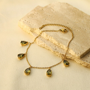 European American Style Gold Chain Necklace With Water Drop Zircon Pendant For Party Fashion Jewelry - Product Image 2