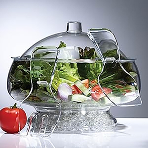 Wadah Penyimpanan Makanan Dapur Grosir Transparan Besar Akrilik Mangkuk Salad Beku Dingin di Atas Es dengan Sendok dan Garpu Cadangan - Product Image 4