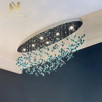 Design contemporain décoration intérieure salon salle à manger Villa fleur verre lustre LED
