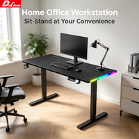 Bureau de jeu électrique réglable en gros avec éclairage RGB et gestion des câbles dissimulée