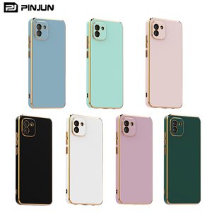 Funda Protectora para Cámara con Marco Plateado de Lujo, Cubierta Trasera para Teléfono con Diseño de <span class=keywords><strong>Cubo</strong></span> de <span class=keywords><strong>Rubik</strong></span>, TPU Esmerilado en Color Caramelo para Samsung Galaxy A03 - Product Image 1