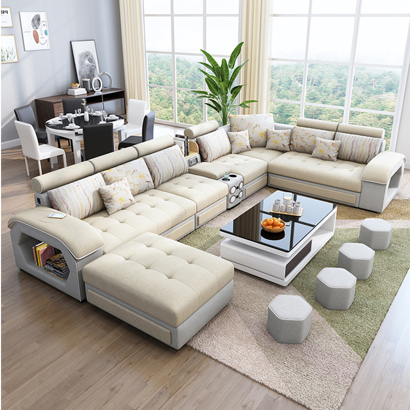 Nhà Máy Trực Tiếp Chất Lượng Cao Châu Âu Phong Cách Sang Trọng Vải Chức Năng Phòng Khách Sofa Set Cho Bán