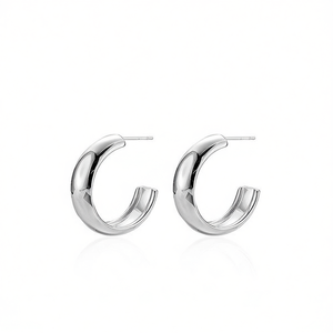Amy Amy <b>Huggie</b> Earrings <b>Silver</b> Plated Alloy 8x24mm Geometric Classic Women's Jewelry Gift - Product Image 3