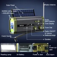 Портативное зарядное устройство XSY320 на солнечной батарее, 5000 мАч, динамометрический Портативный радиоприемник с лампой для чтения AM/FM/NOAA