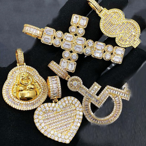 Iced out bling hip hop hommes garçon bijoux personnalisés à la mode dollar $ sac d'argent lettre bébé ours pendentif collier - Product Image 4