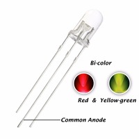 Jstronic Diode LED Bicolore 3 Broches 5mm Rouge Vert Bleu Lentille Transparente 5mm Diode LED Bicolore avec Anode et Cathode Communes