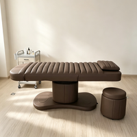 Table de massage électrique marron chocolat à 3 moteurs réglables en cuir PU, lit de beauté pour soins du visage, table de spa pour cils, mobilier de salon, vente en gros