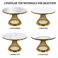 Table de Salle à Manger Moderne en Acier Inoxydable Doré et Plateau en Verre pour Utilisation Extérieure Mariage Hôtel, 1 Pièce Meuble Carton