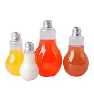Уникальная пластиковая бутылка для сока в форме светодиодной лампы без бисфенола А с соломинкой и металлической крышкой