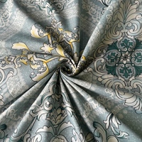 Tissu de drap de lit en sergé tissé à imprimé baroque damassé, vert sauge luxueux, 100% microfibre polyester pour ensemble de literie