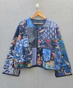 Veste matelassée 100 % coton faite main 2026, motif floral, style bohème décontracté pour femme, manteau d'hiver doux - Product Image 1