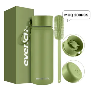 Double wall stainless steel sport water bottle custom drinking flask with all-round drinking lid for hiking and camping