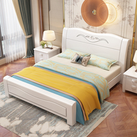 Lit en bois de bonne qualité, design moderne Lit double en bois massif avec grand rangement et boîte