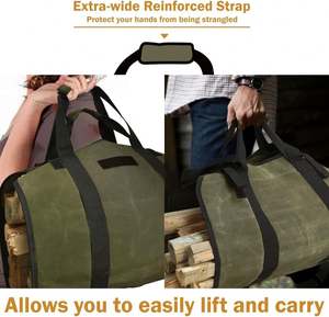 Sac de transport pour bûches en toile cirée, robuste et extra-durable, avec poignée, pour bois de chauffage, échantillon gratuit - Product Image 4